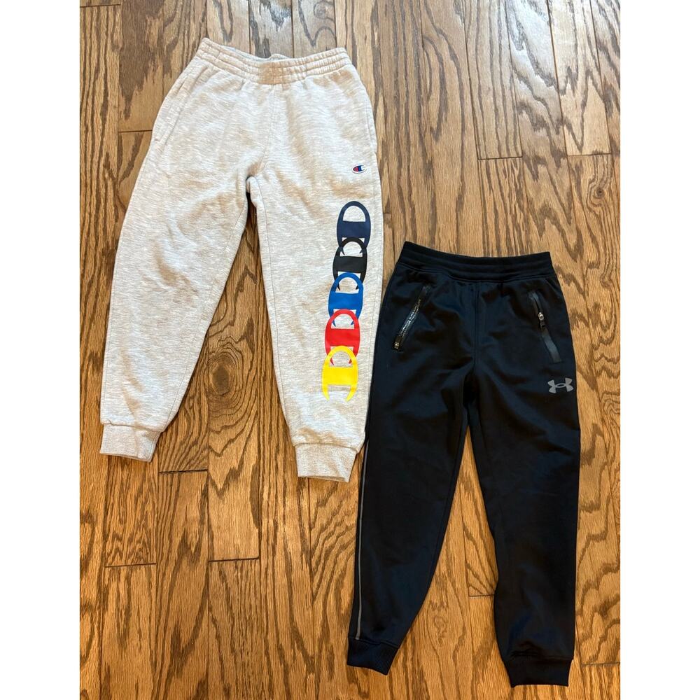 Lot of 2 Under Armour And Champion 5/6 Boys Small Sweatpants Activewear Jogger